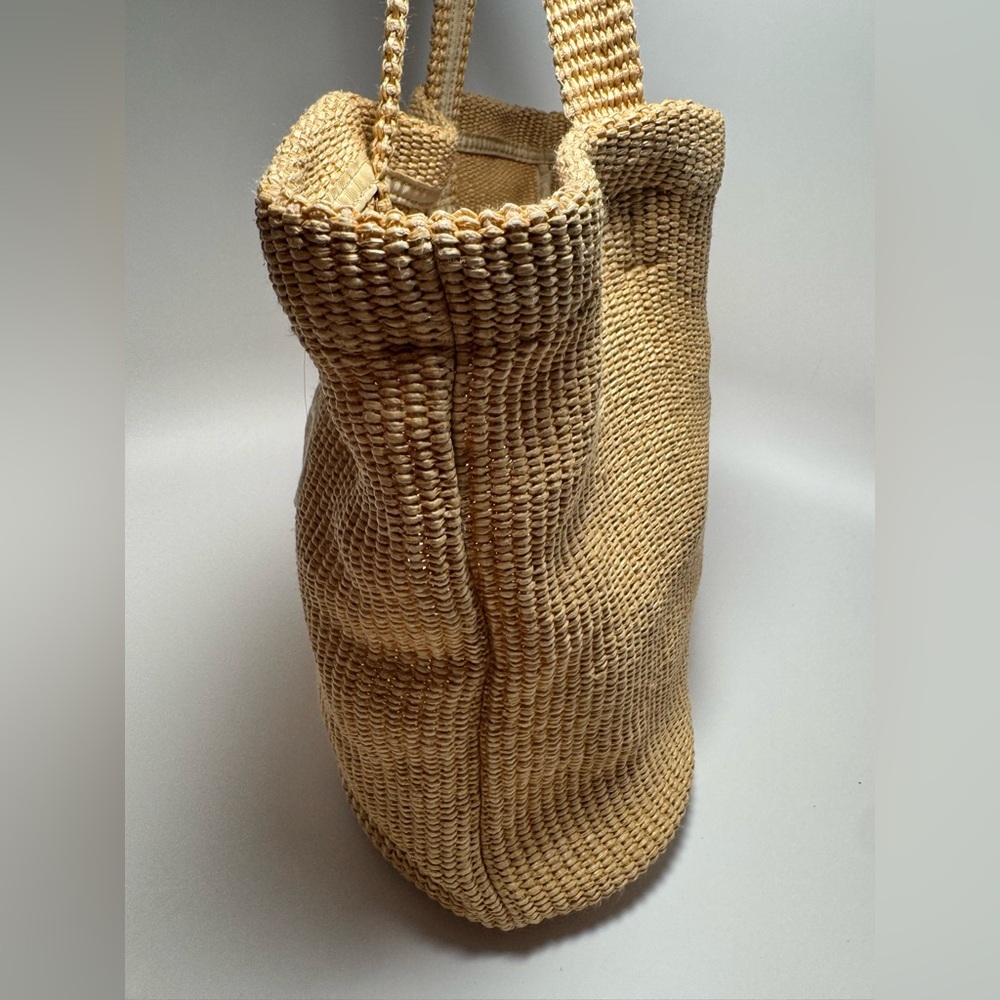Jimmy Choo Natural Raffia E/W (East West) Tote Nag in Natural/Latte - Picture 6 of 9